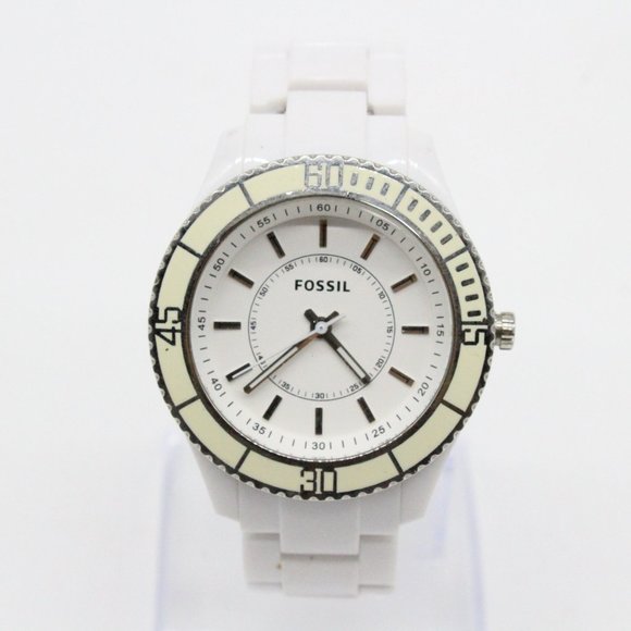 Fossil Watch Unisex Lightweight "Stella" ES-2442 White Resin Analog Quartz - Picture 2 of 8